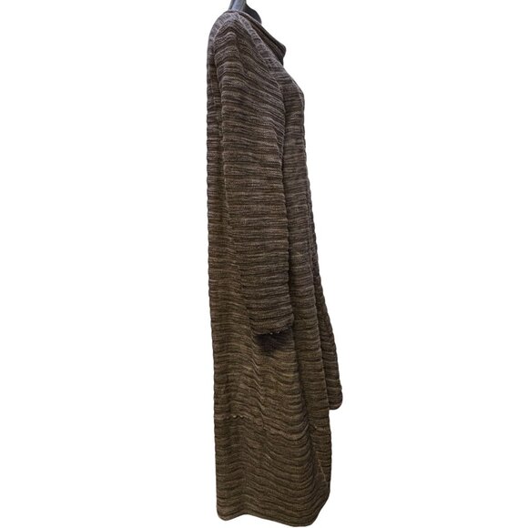 Luukaa Button-Up Long Cardigan Duster Brown Size 14 - Picture 3 of 8